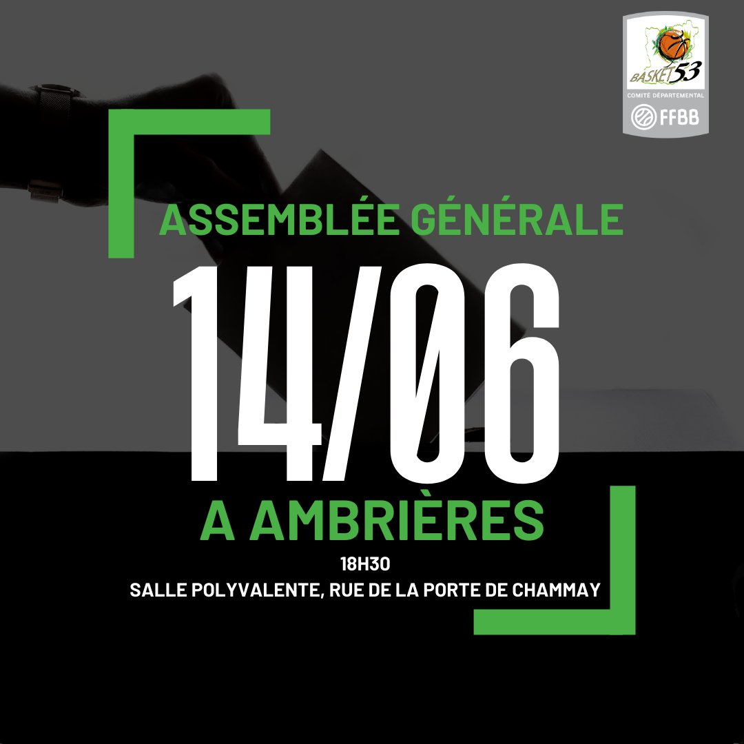 [AG Départementale 2024]

Evènement important en cette fin de saison : Notre assemblée générale !

📆14 juin
📍Ambrières-les-Vallées
🕘18h30

Cette assemblée sera l'occasion de faire un bilan de cette belle saison !☺️
Il sera également l'heure d'élire un nouveau Comité directeur