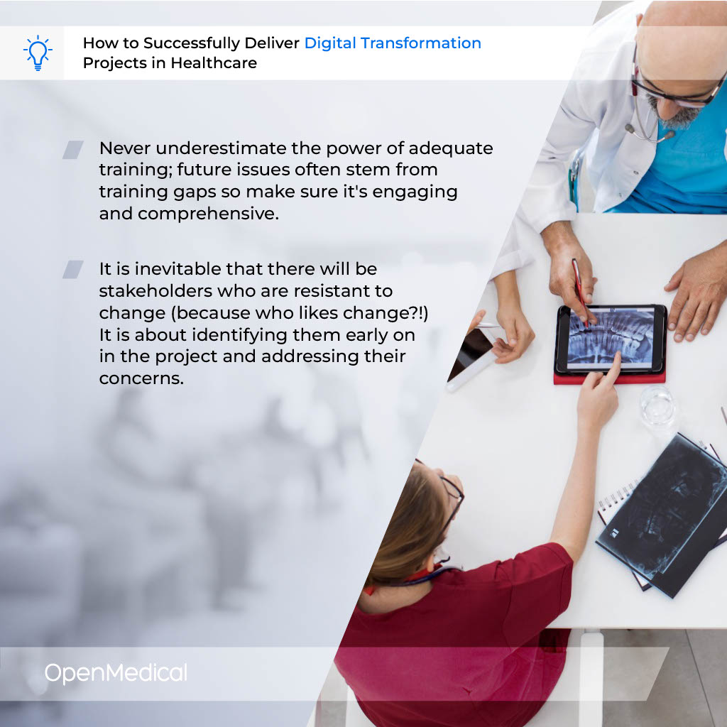 What is an important aspect of delivering successful digital transformation projects in healthcare?

Effective change management.

💭 But how do you put a change management plan into action &amp; guarantee everyone's in line with the changes? 

Hear advice from our project managers👇