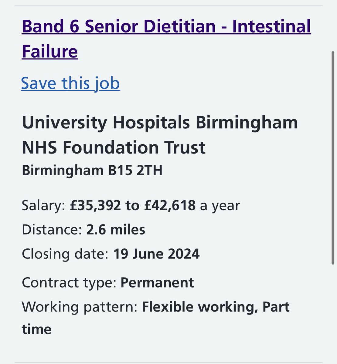 Dan Griffith RD (@dangriffithrd) on Twitter photo Exciting opportunity for a Band 6 Dietitian to come and join the Intestinal Failure team at QEHB! <a href="/uhbtrust/">University Hospitals Birmingham</a> <a href="/UHBTherapy/">UHB Therapy Services</a>
jobs.nhs.uk/candidate/joba…
Pls RT: <a href="/BDA_PENG/">BDA Parenteral and Enteral Nutrition Group</a> <a href="/bda_gastro/">BDA Gastroenterology Specialist Group</a> Exciting opportunity for a Band 6 Dietitian to come and join the Intestinal Failure team at QEHB! <a href="/uhbtrust/">University Hospitals Birmingham</a> <a href="/UHBTherapy/">UHB Therapy Services</a>
jobs.nhs.uk/candidate/joba…
Pls RT: <a href="/BDA_PENG/">BDA Parenteral and Enteral Nutrition Group</a> <a href="/bda_gastro/">BDA Gastroenterology Specialist Group</a>