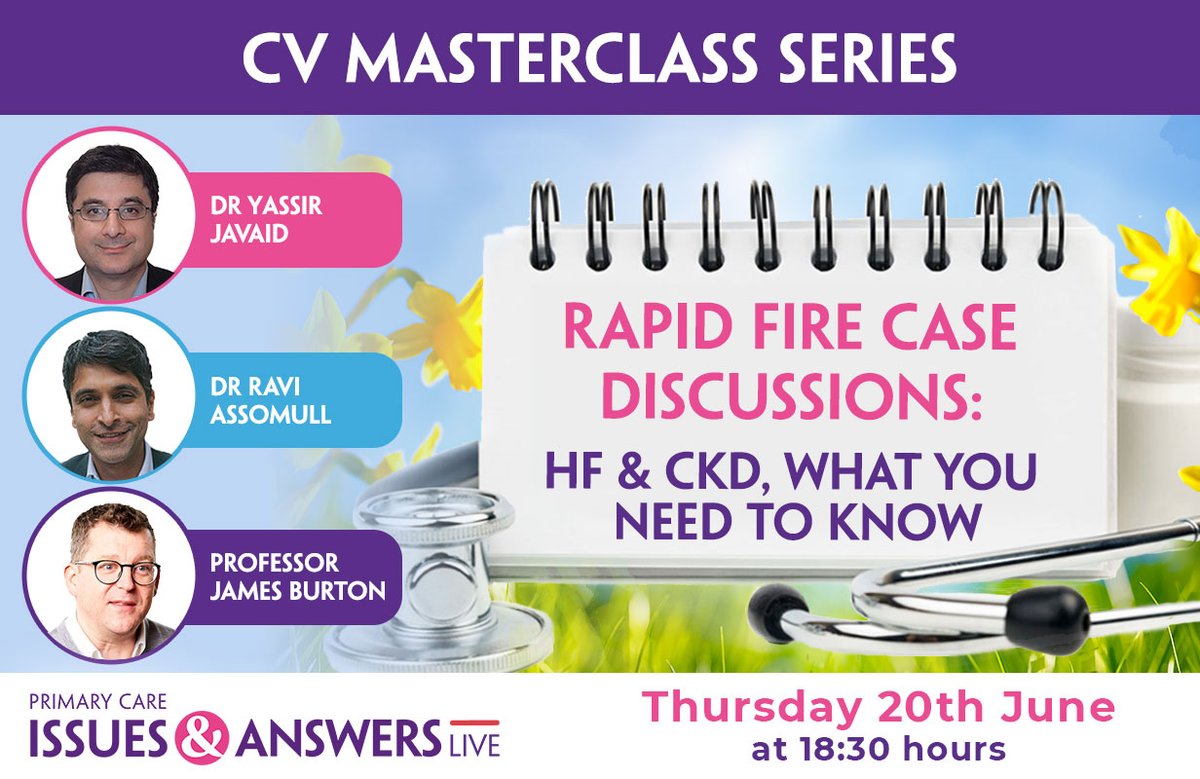 #HCPs Like case studies as a way of keeping up to date with the latest guidance and advice? We have 8 rapid-fire cases on #HeartFailure and #CKD coming 20 Jun. Join <a href="/YassirJavaid/">Yassir Javaid</a> and colleagues for this fun session issuesandanswers.org/resources/cv-m… <a href="/TheBHF/">British Heart Foundation</a> <a href="/UKKidney/">The UK Kidney Association</a>  <a href="/BSHeartFailure/">British Society for Heart Failure #theFword</a>