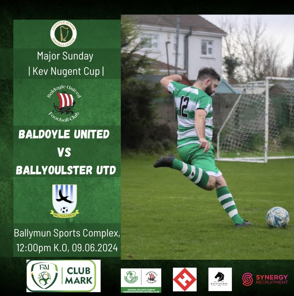 𝑪𝒖𝒑 𝑭𝒊𝒏𝒂𝒍 𝑾𝒆𝒆𝒌𝒆𝒏𝒅🏆💚

Our Major Sunday side play in the Kevin Nugent Cup final this weekend at Ballymun United Sports Complex against <a href="/BallyoulsterAfc/">Ballyoulster United AFC</a> 

Be sure to travel down to support the lads in the final💪

#monthedoyle💚 #BUFC🟢⚪️

<a href="/LSLLeague/">Leinster Senior League</a> <a href="/AlQuinn2015/">LSL Live Update’s</a>
