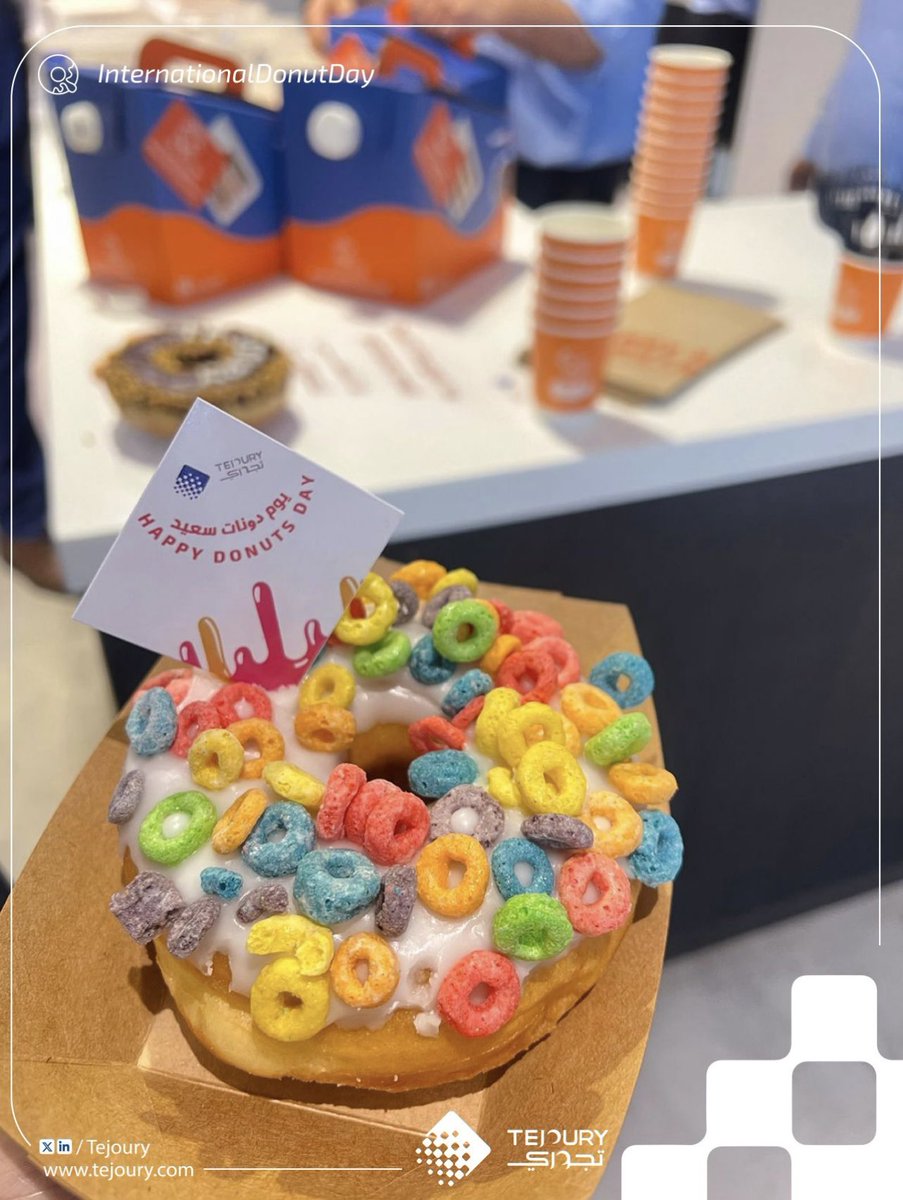 Tejoury's tweet photo. Happy Donut day 🍩!

In the occasion of the National Donut Day, we celebrated as one family at TEJOURY تجـوري! 🤝

We Revolutionize processes and today we Revolutionized Donuts! 🦾🍩

 #Tejoury #NationalDonutDay #OurCulture https://t.co/V6k7egi4k2