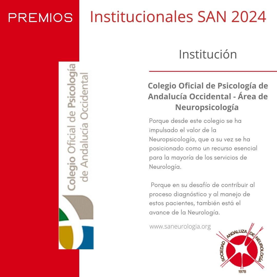 <a href="/Neurologia_And/">NeurologiaAndalucia</a> entrega sus #PremiosInstitucionales el próximo 14 de junio en la Real Academia de Medicina y Cirugía de Andalucía Oriental. Uno de los Premios #Institución se  le  entregará este año a <a href="/co_pao/">paola </a>, concretamente, al Área de #Neuropsicología.