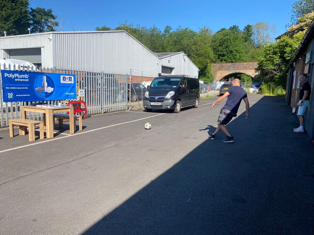 SPSLTD's tweet photo. Great morning so far at our #Heathfield branch with everyone seemingly regressing back to kids and having a kick about, crawling under parked cars to retrieve the ball, eating loads of food (thanks @ButchersHookof ) and generally having a laugh in the sun! ☀️🍔⚽️ https://t.co/zFJR6fRgFH
