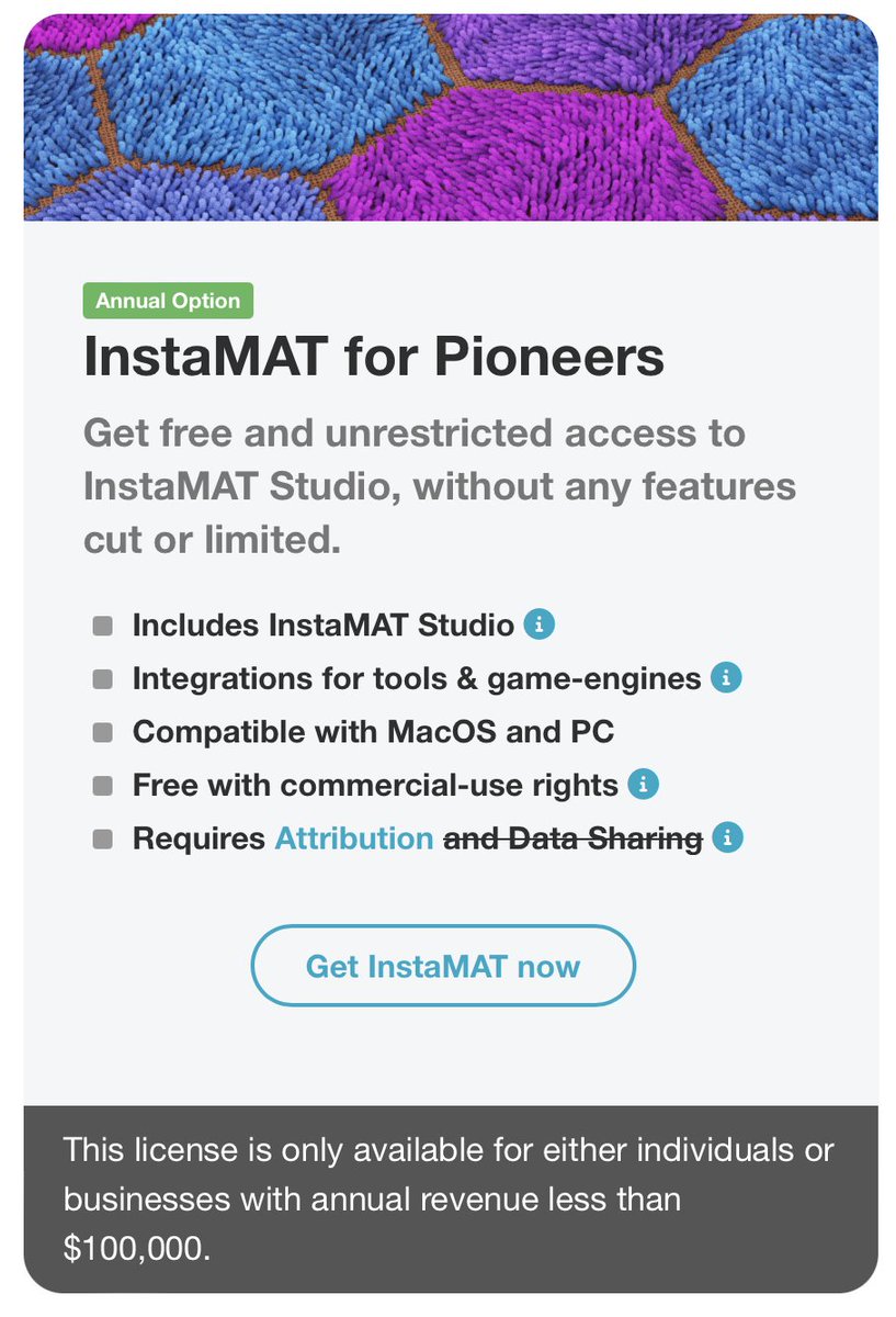 InstaMAT_io's tweet photo. 📣 Breaking news! We have decided to remove the mandatory data-collection requirement from the FREE Pioneer License! The website has already been updated to reflect this change 🥳