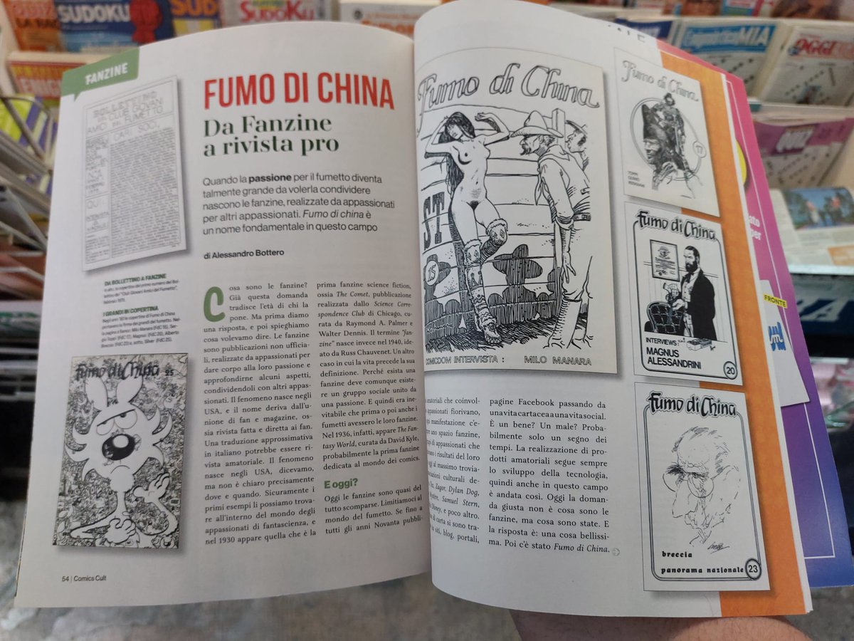 FumodiChina's tweet photo. Grazie ad Alessandro Bottero e a @SpreaEditori che nell'inaugurare la nuova rivista in edicola #CultComics hanno scelto di parlare di fanzine partendo proprio con #FdC, divenuta professionale e sbarcata nei chioschi fin dal 1989 ♥️ https://t.co/te0MTofsN6