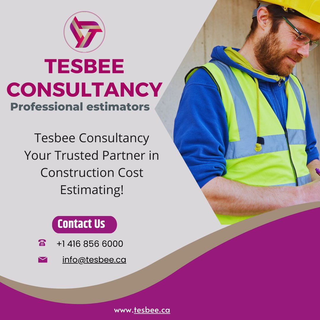 TesbeeC's tweet photo. 🔨 Tesbee Consultancy: Your Trusted Partner in Construction Cost Estimating! 🔨
📧 Email: info@tesbee.ca
🌐 Website: https://t.co/D5wk9iuQf0
#construction #quantitytakeoff #building #constructionestimates #Toronto #BudgetOptimization #Contractors #TakeOff #TesbeeConsultancy https://t.co/tLuJ5rxtsB
