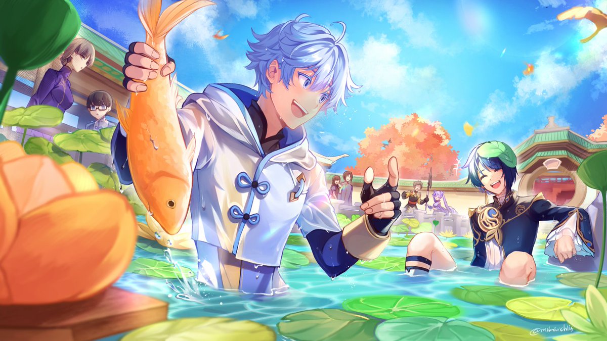 重云|ちょううん ,行秋(ユクアキ)(原神) 「#あなたの親友を見せてくださいI miss drawing my sons wh」|mikan 📘🍨のイラスト