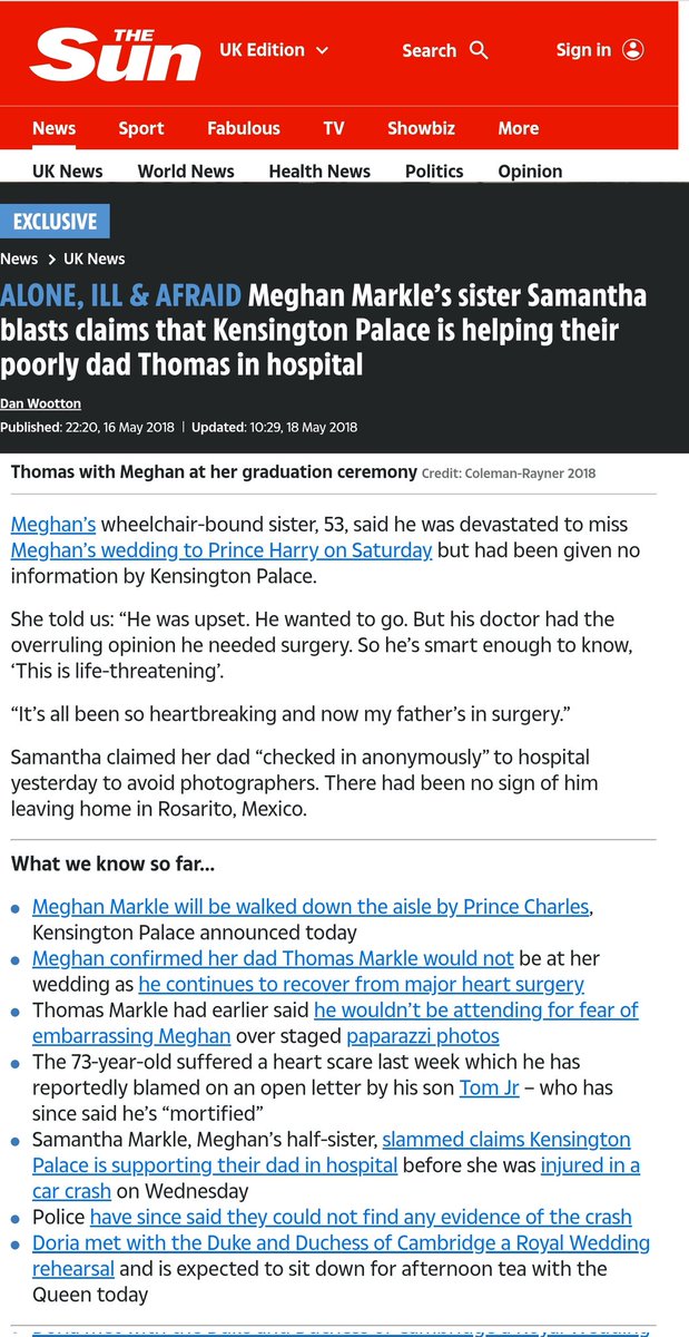 ChezSoryuChris's tweet photo. 16/x 16MAY2018 The Sun revealed how #ScamanthaEXPOSED slammed reports that Kensington Palace was helping Thomas Markle Sr and a lot to say about not being invited to the wedding while claiming she's not holding grudges...
#SSreceipts #SussexSquad
Source https://t.co/QMkaObq7Hh https://t.co/IuN7XIl6Hx