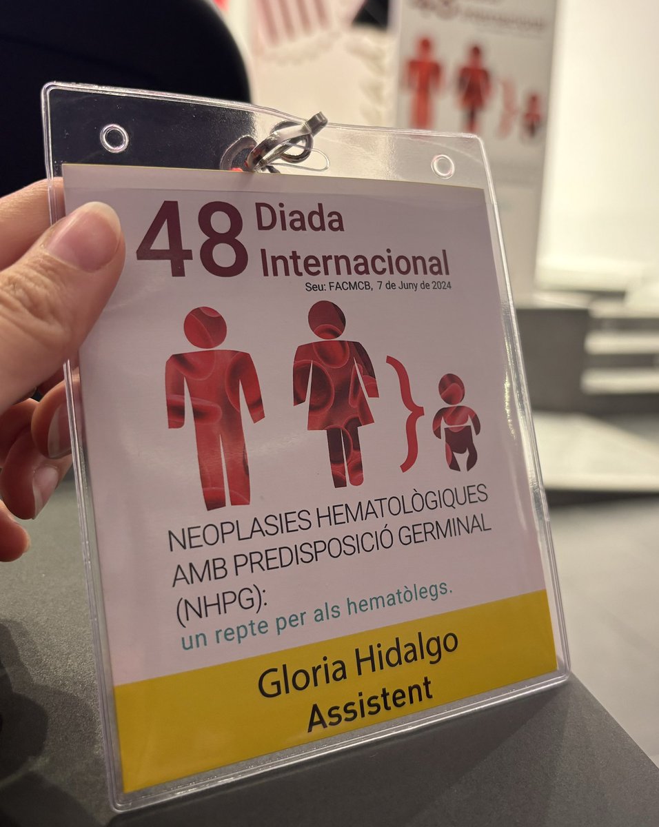 Hoy estoy asistiendo a la "Diada hematològica”, dedicado a profundizar en las neoplasias hematológicas con predisposición genética 🧬🔬 Un placer compartir conocimientos con expertos en el campo #NHPG