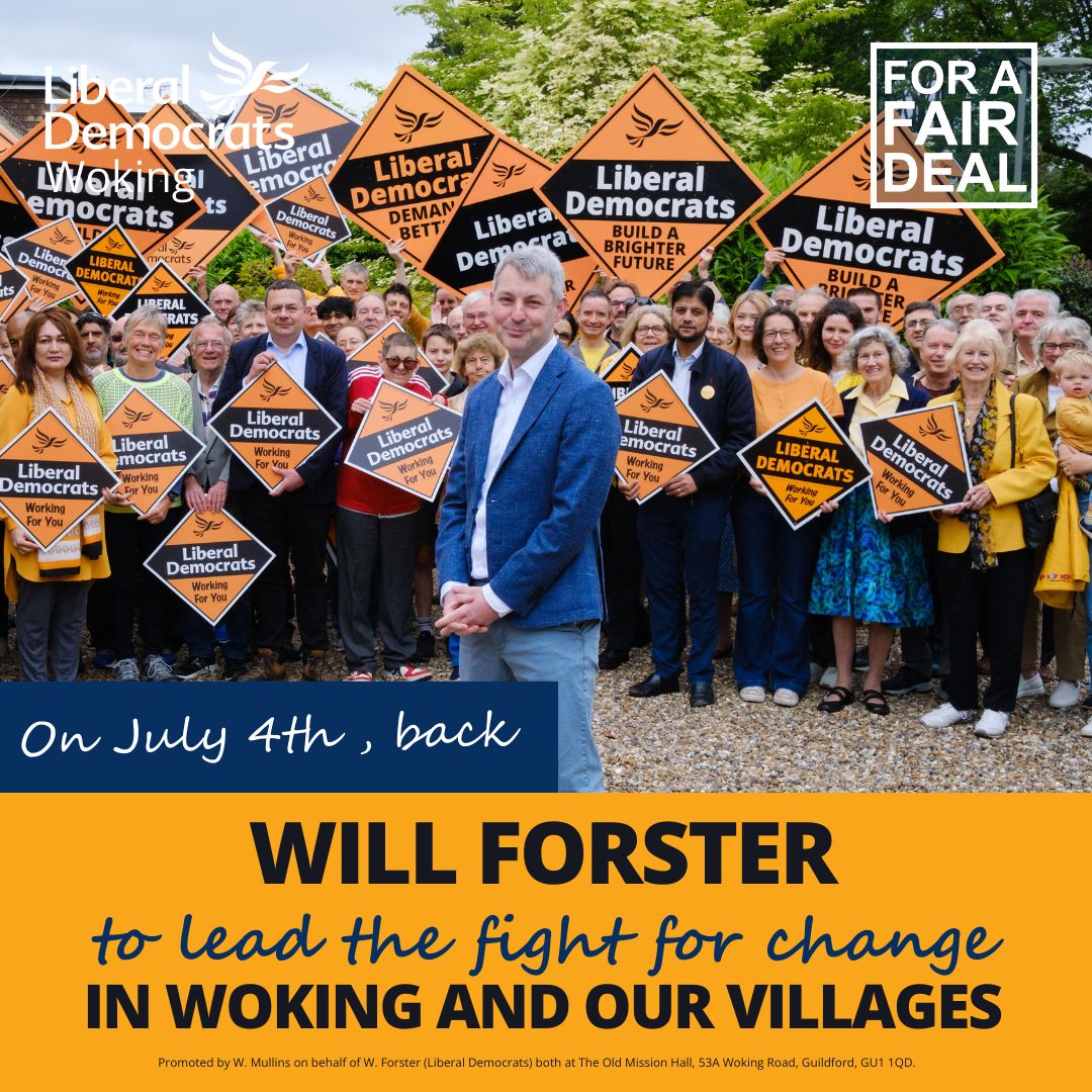 <a href="/WillForster/">Will Forster MP 🔶</a> has played a leading role in clearing up the mess the left by the former Conservative administration in #Woking.  Will is a strong voice for his residents and will fight for a Fair Deal for Woking! #VoteLibdem in #Woking! #Will4Woking