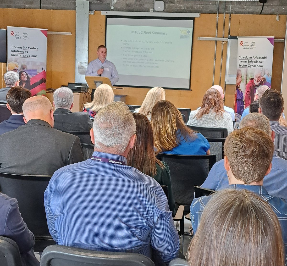 CCRChallenge's tweet photo. Next we are hearing from Ioan at @MerthyrCBC and @SWARCO_Charging about their challenge project for smart EV charging for fleet vehicles
#DrivingNetZero24 https://t.co/LopWZNfHdK