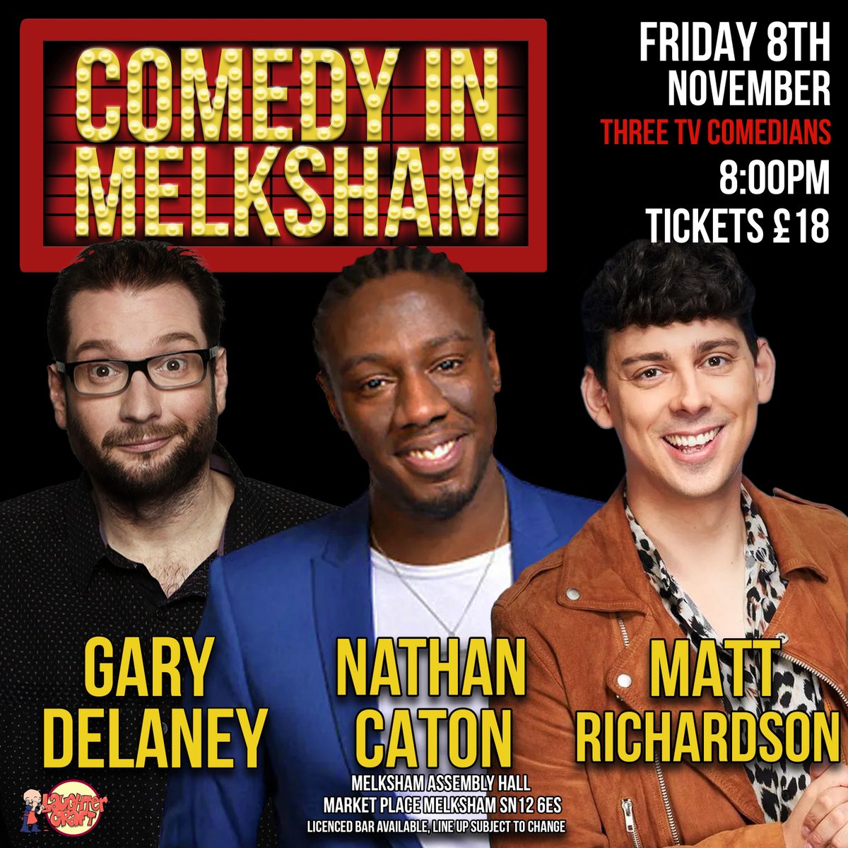 We have a stellar line-up of live comedy coming your way this Autumn!

Three TV comedy regulars, a tribute to one of the UK's biggest comics and a bona fide showbiz legend!

Head to melkshamassembly.co.uk for tickets and further details!