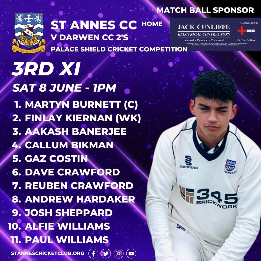 StAnnesCC's tweet photo. π THE WEEKENDβS FIXTURES π
A big THANK YOU to our kit sponsors 345 BrickWork & Celplas, & also to this weekendβs match ball sponsors Jack Cunliffe Electrical Contractors for supporting our senior teams & grass roots cricket π
π Go well #TeamSaints!
#sacc #cricket # https://t.co/OtPU6WnFQW