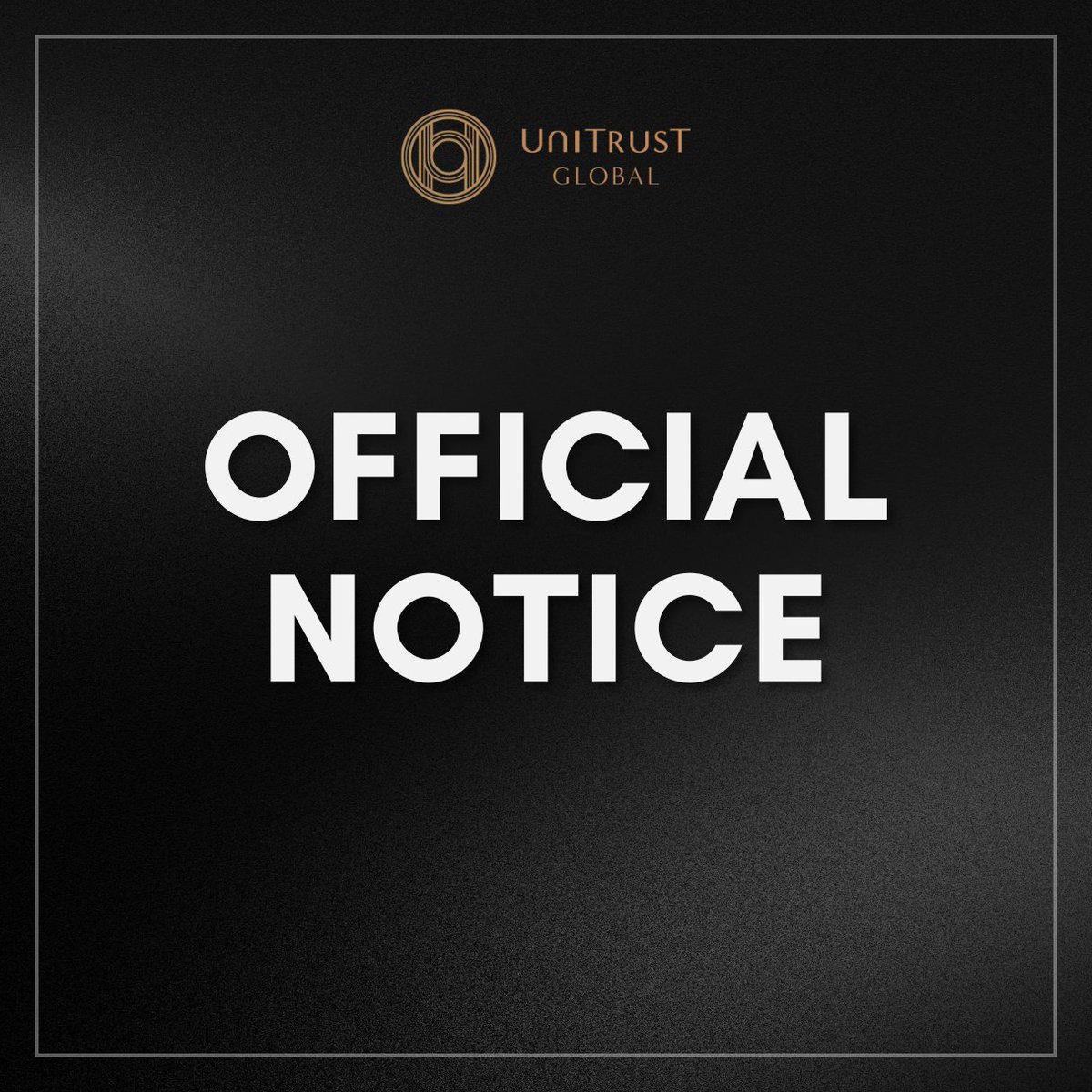 unitrustglobal's tweet photo. 𝐎𝐅𝐅𝐈𝐂𝐈𝐀𝐋 𝐍𝐎𝐓𝐈𝐂𝐄
UniTrust Global has become aware that a Singapore company, UNITRUST GLOBAL IND PTE. LTD. has falsely claimed to be a UniTrust Global subsidiary.

UniTrust Global firmly states that this claim is completely false and misleading. UNITRUST GLOBAL IND PTE. LTD. has no affiliation whatsoever with UniTrust Global or our subsidiaries. UniTrust Global has never been involved with the alleged agreement referenced.

UniTrust Global takes misrepresentation and fraud very seriously. We advise all parties to avoid any dealings with UNITRUST GLOBAL IND PTE. LTD., as they have no legitimate connection to our organization.

UniTrust Global firmly states that this claim is completely false and misleading. UNITRUST GLOBAL IND PTE. LTD. has no affiliation whatsoever with UniTrust Global or our subsidiaries. UniTrust Global has never been involved with the alleged agreement referenced.