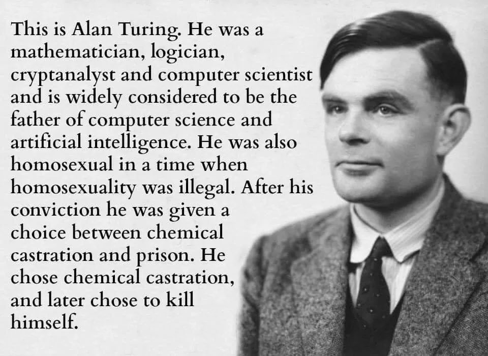 Remembering Alan Turing, died on 7 June 1954, victim of prejudice and ignorance 💔 
#alanturing