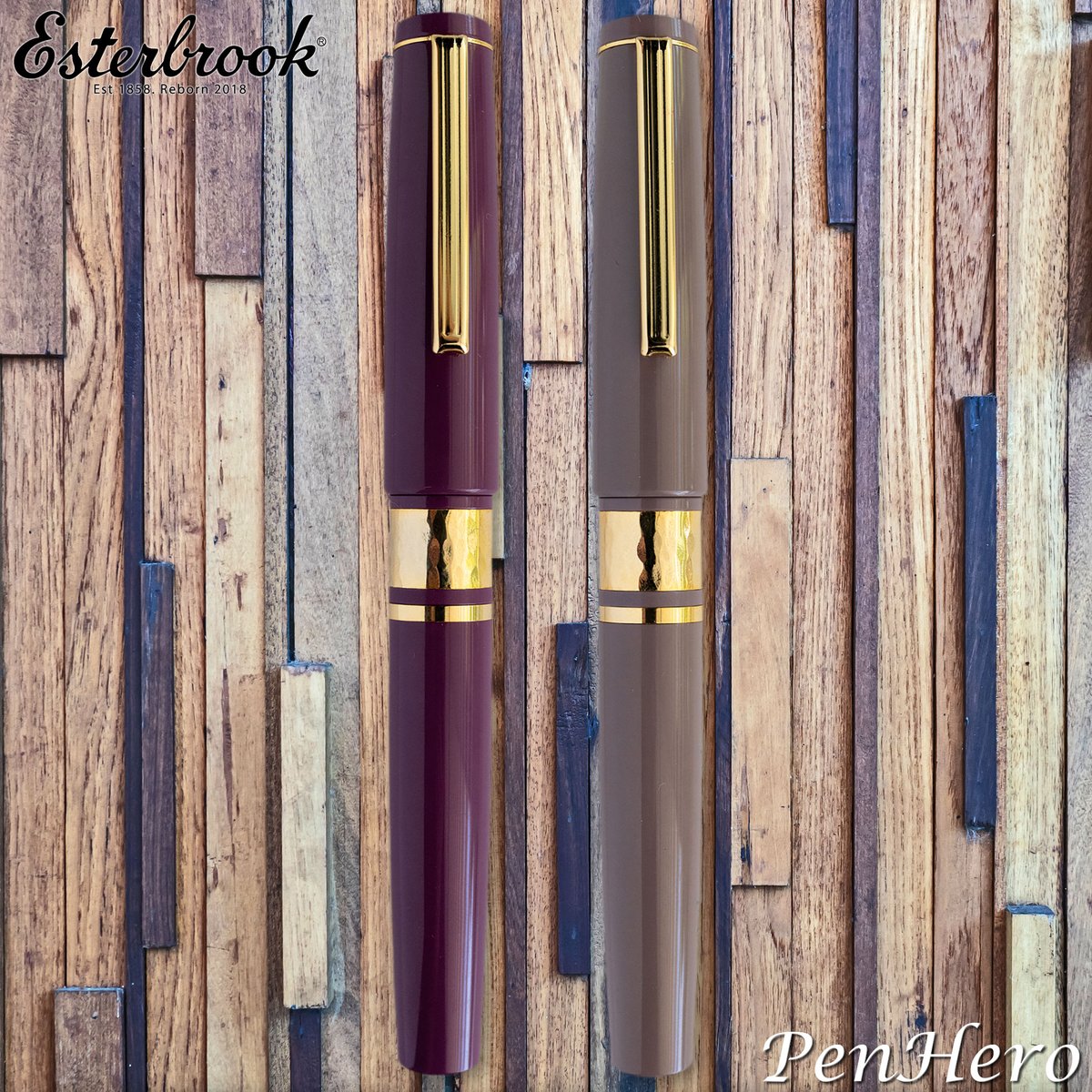 PenHero's tweet photo. Check out all the new Esterbrook Model J ebonite pens: Available in Blackberry (darker) and Violet (lighter) ebonite Large size fountain pen - $265.50 
https://t.co/JMkIGWLWNM 
#pencollecting #fountainpen #modelj #esterbrook #ebonite #estie #penhero https://t.co/6CnmkXMG2l