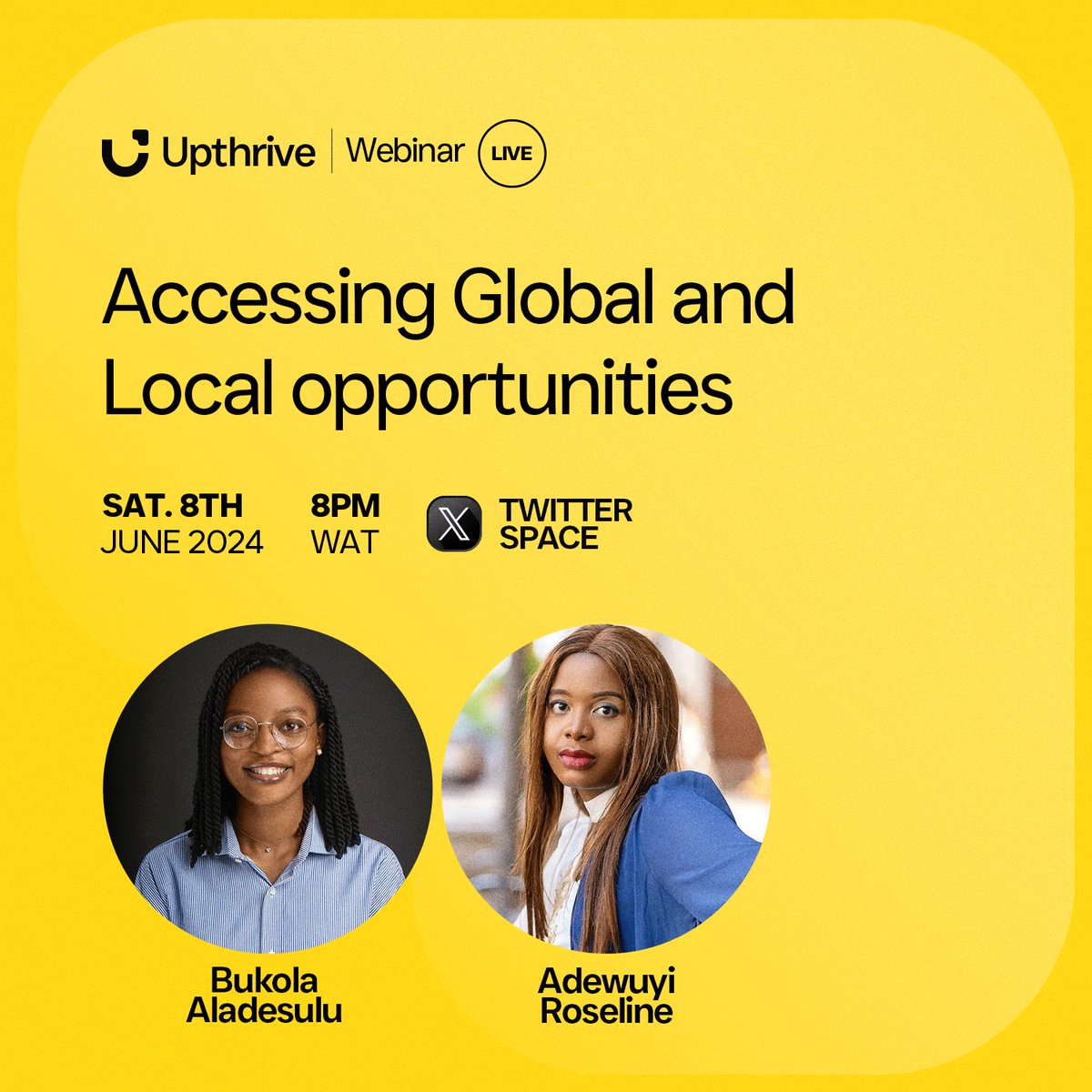 Join us LIVE on Twitter,  as we discuss Assessing Global and Local Opportunities with <a href="/AdewuyiRoseline/">ADEWUYI Roseline Adebimpe</a>

Discover how to identify and capitalise on local and global opportunities. 

 x.com/i/spaces/1MYGN…