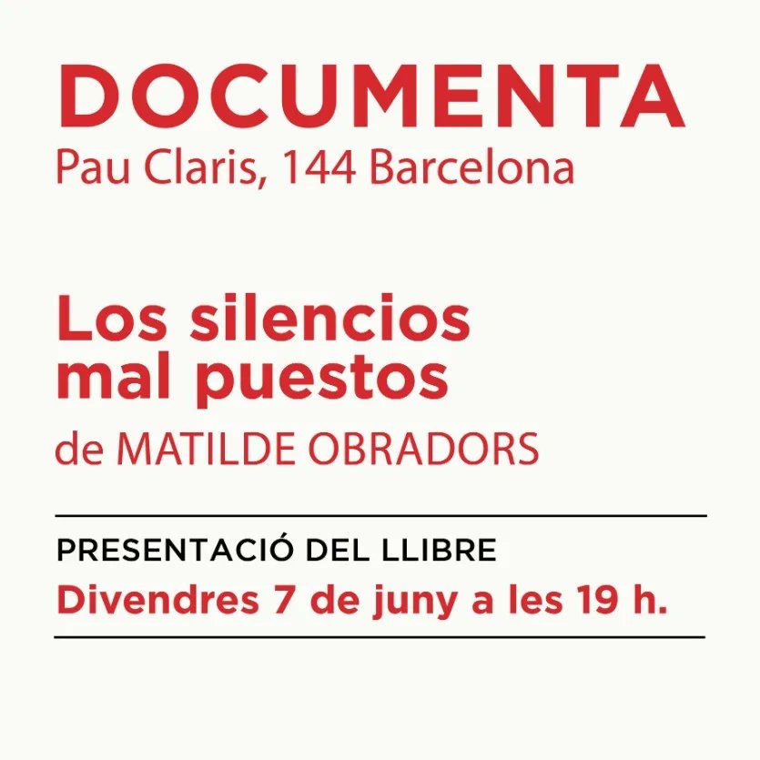 ed_tremendes's tweet photo. Avui a les 19h presentarem el poemari 'Los silencios mal puestos' de la tremenda Matilde Obradors.
Fins després!🎙️😀

📌 a la Llibreria @DocumentaBCN

 #lossilenciosmalpuestos #somtremendes #poesia #matildeobradors #llibreriadocumenta #barcelona https://t.co/Z77UdjpPTK