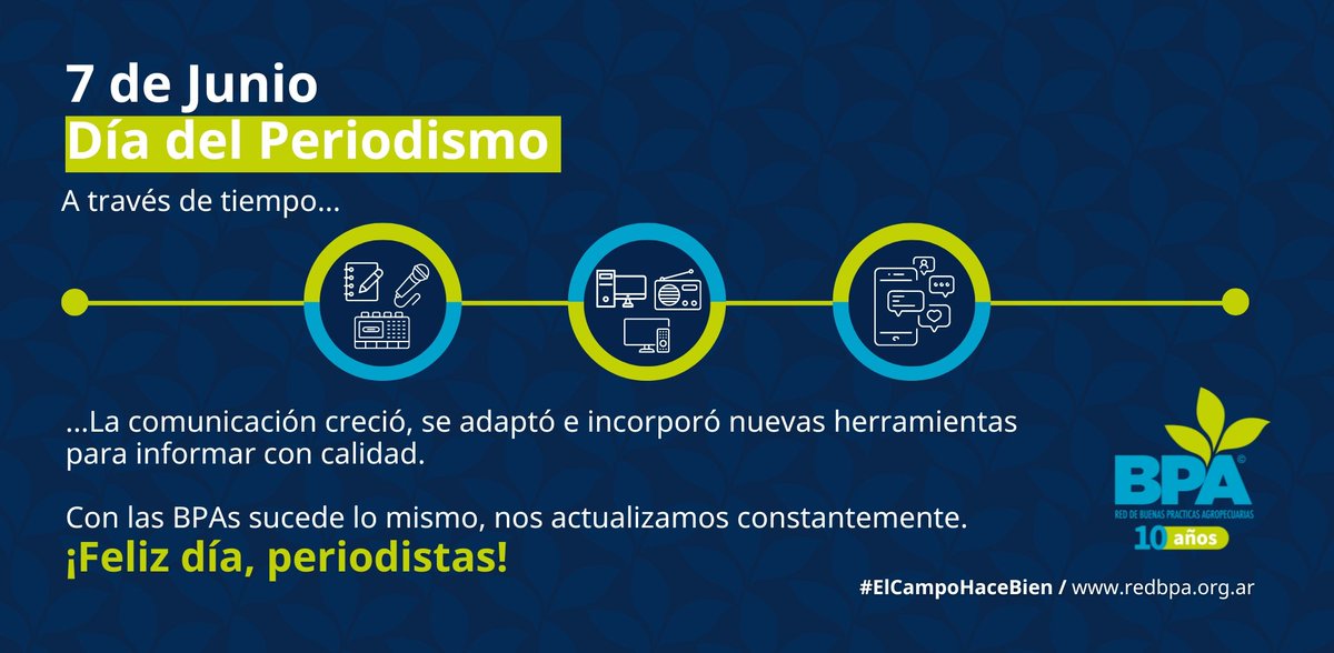 RedBPAs's tweet image. #DiadelPeriodista
A través del tiempo quienes trabajan en comunicación se adaptaron para reforzar la calidad informativa. 
En las #BPAs la actualización también es muy importante para potenciar la sustentabilidad.

#Periodista #journalism #campo #argentina #comunicacion