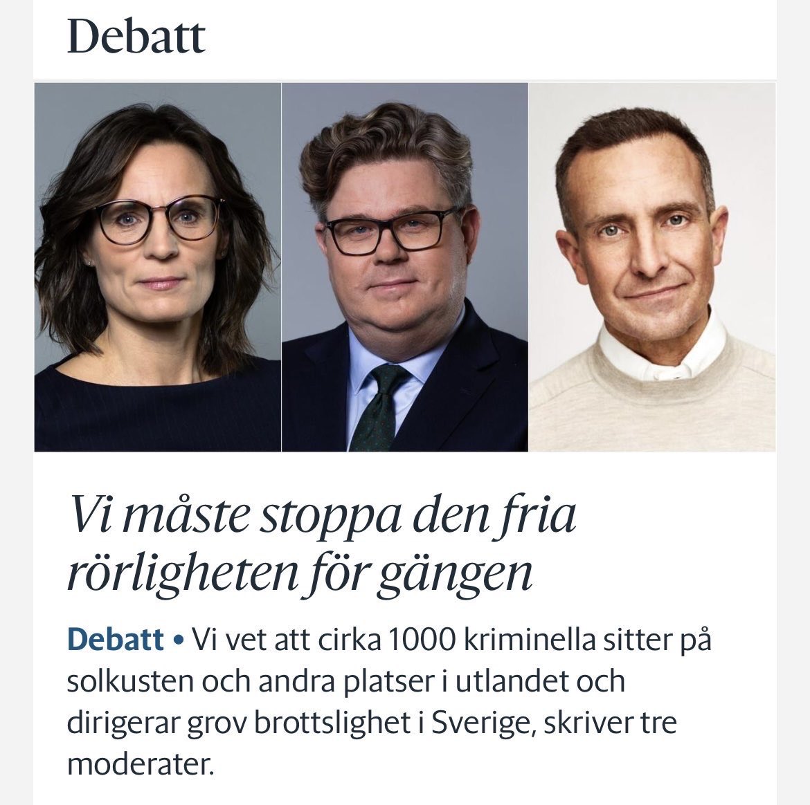 Vi måste stoppa den fria rörligheten för gängkriminella. 70 procent av de kriminella gängen i EU är verksamma i minst tre länder. Därför tar Sverige nu steget in i EU:s åklagarmyndighet Eppo. Det behövs mer – inte mindre – europeiskt samarbete mot gängen. gp.se/debatt/vi-mast…