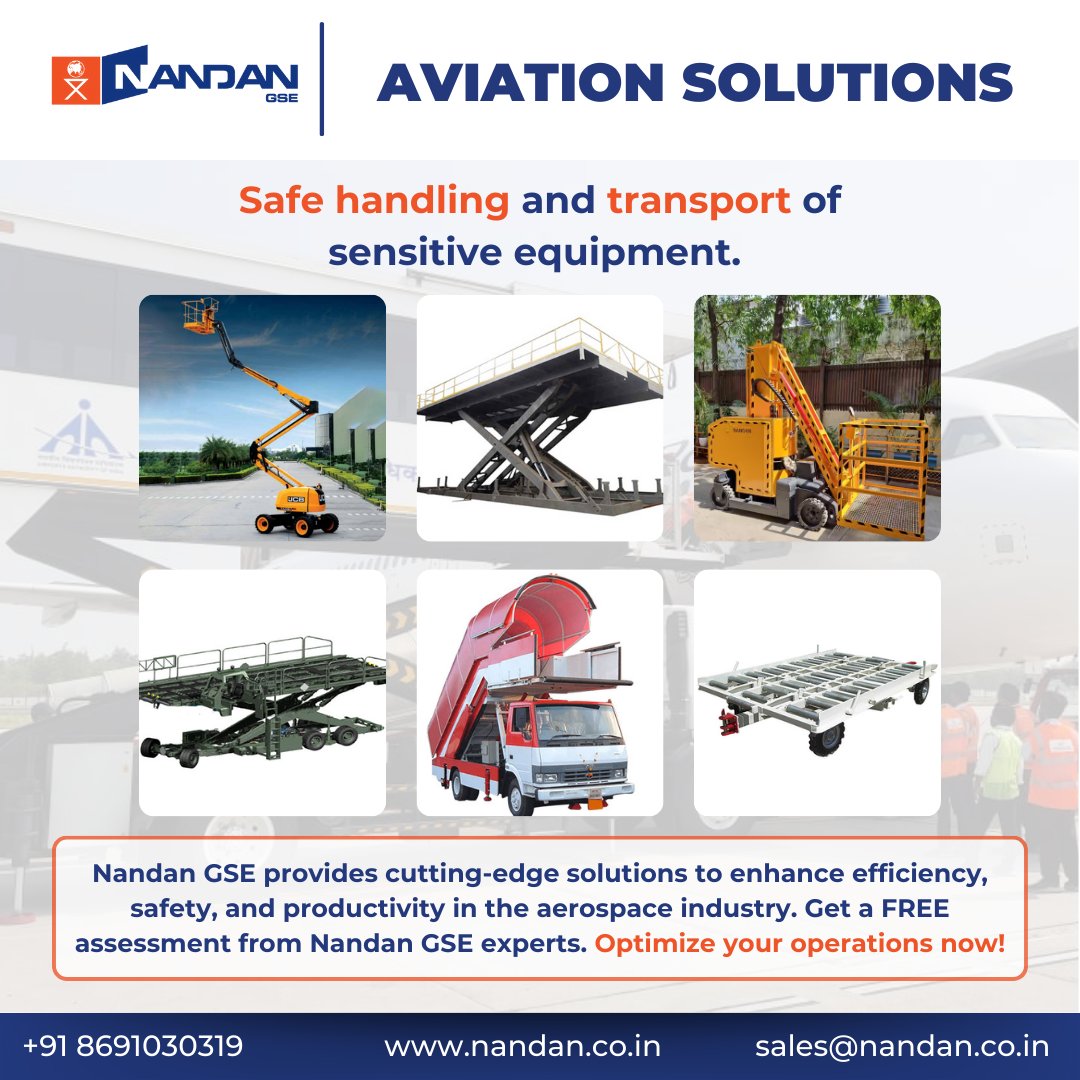 NandanGSE's tweet photo. 🛫 Elevate Your Aviation Operations with Nandan GSE! 🛫

Get a free assessment from expert -  https://t.co/52cQgcL1we
📞 +91 8691030319
📧 sales@nandan.co.in

#aviation #aerospace #efficiency #nandangse #industrialequipment #safehandling #loadingsolutions #unloadingsolutions kc https://t.co/eeDJDoYAxK