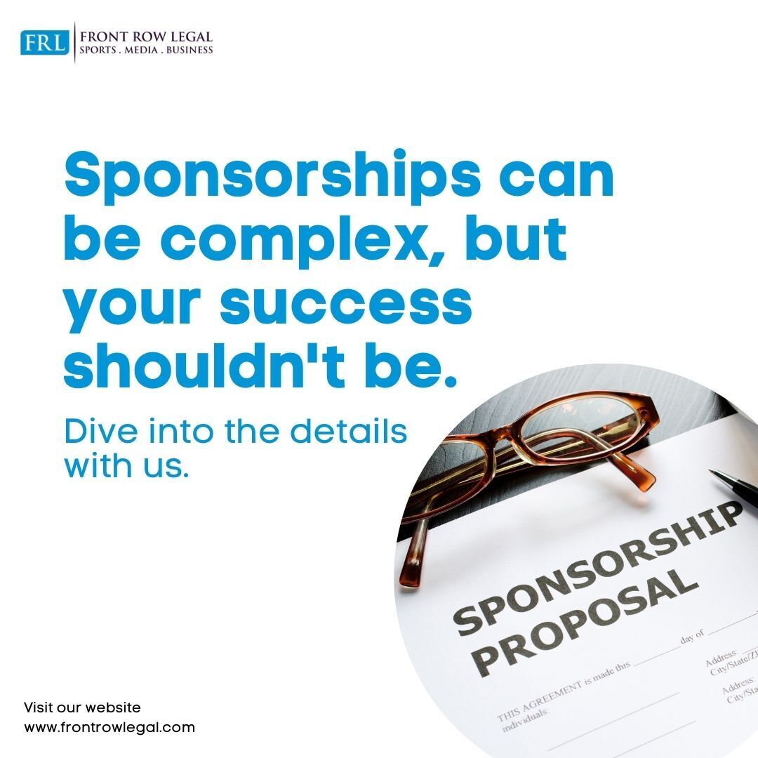 Sponsorships can be a game-changer, but understanding them is key. Dive into the details with us and unlock your pathway to success. #FrontRowLegal #BoutiqueFirm #LawFirm #LegalAdvice #LegalSupport #SportsLaw #MediaLaw #BusinessLaw