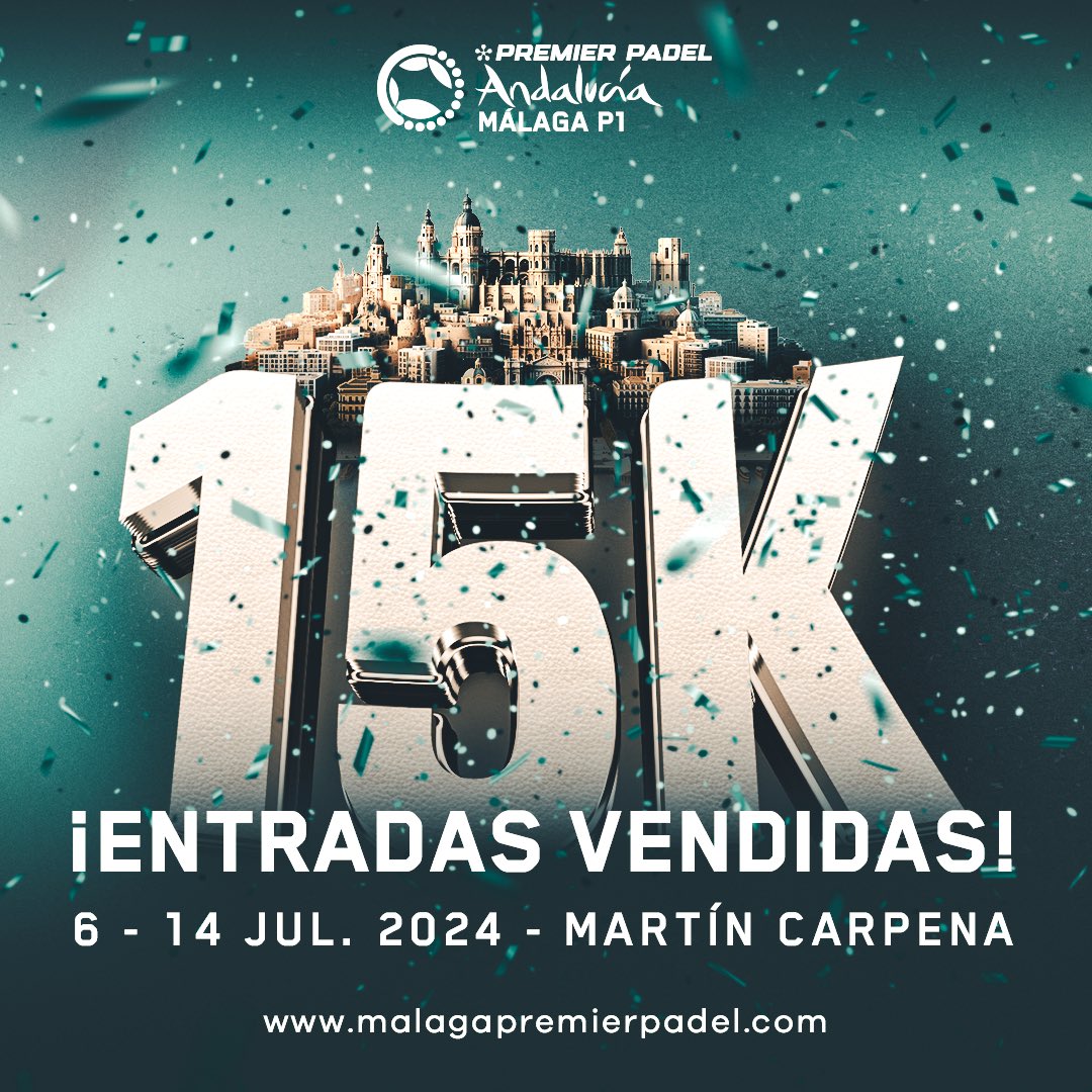 ¡El Carpena te espera! 🤩🏟️

¿Te lo vas a perder? Compra ya tu entrada 🔛

Ya somos 1️⃣5️⃣.0️⃣0️⃣0️⃣ del 6-14 de julio en el Premier Padel Andalucía Málaga P1. ¡Y tenemos muuuuuchas ganas de más! 🚀

#MalagaPremierPadel #PremierPadel #Padel #PadelStars