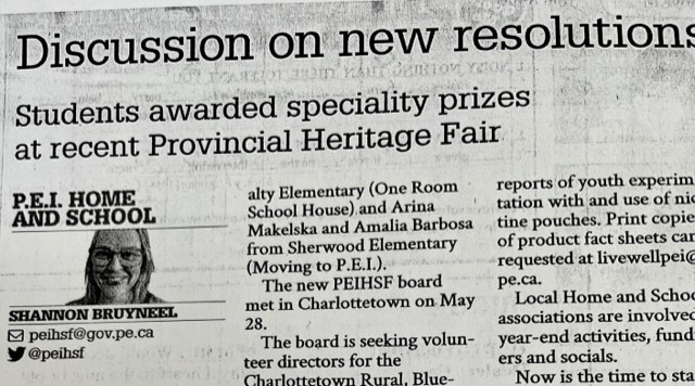 Students awarded specialty prizes at recent Provincial Heritage Fair.  peihsf.ca/discussion-on-…