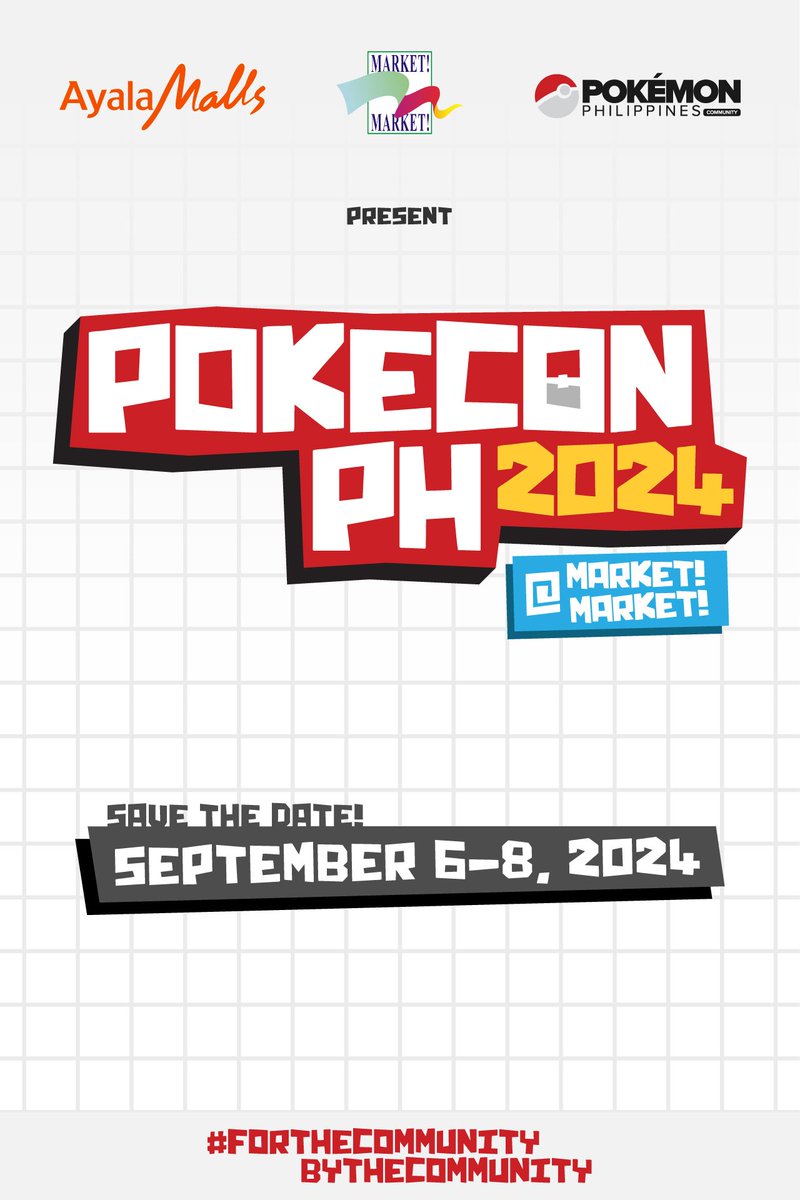 pokemonphgroup's tweet photo. We're excited to share that the most awaited community convention is back for its third run - PokeCon PH 2024 @ Market! Market! #NewLookSameHeart 

We hope to see everyone on September 6-8, 2024 at Ayala Malls Market! Market!   💖

#PokeConPH2024 #ForTheCommunityByTheCommunity https://t.co/8R9kT3VtCE