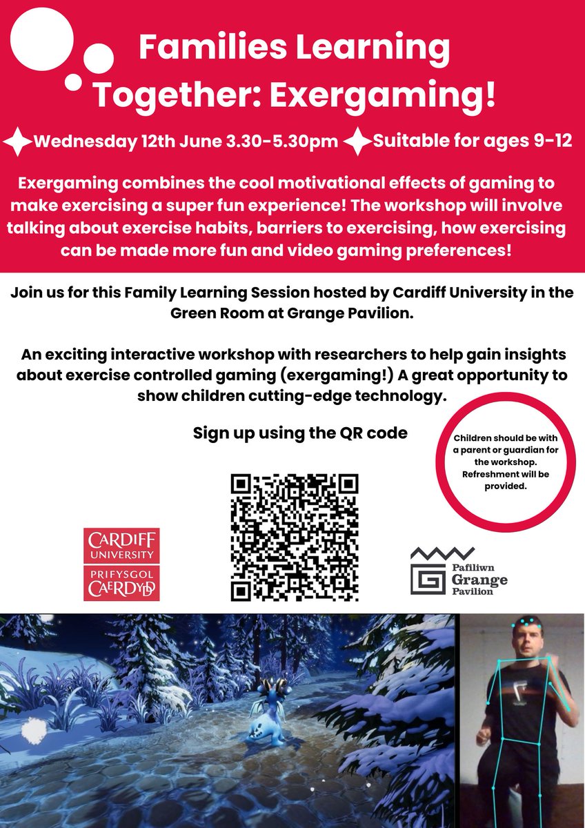 CommunityGtwy's tweet photo. Up next in our Families Learning Together sessions, we have an interactive Exergaming workshop! 
Join us next Wednesday 12th June from 3.30-5.30pm.
Sign up on Eventbrite: https://t.co/ID3OzPAgNJ

@CompScienceCU @BarathiSoumya @AliAbdi_ @Grange_Pavilion @GPYouthForum https://t.co/KzG2tdzMZr