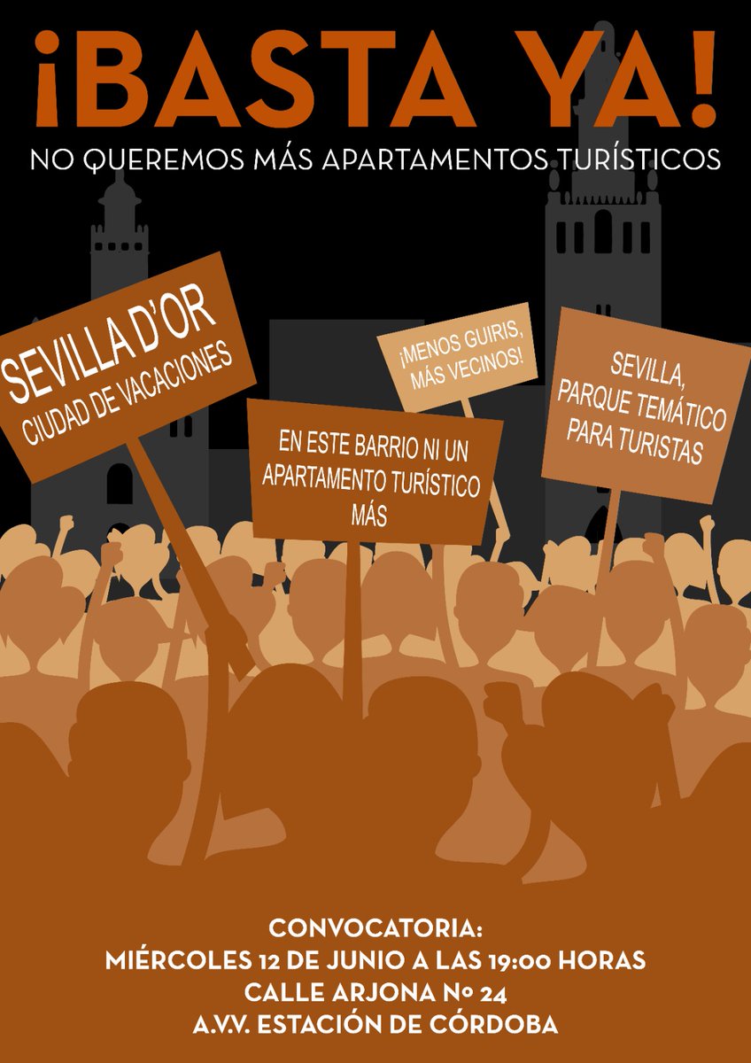 Allí estaremos apoyando a los vecinos de Arjona 24 con nuestras camisetas el día 12 de junio a las 19 H.

Mucha difusión‼️

Únete #Stopturistificación