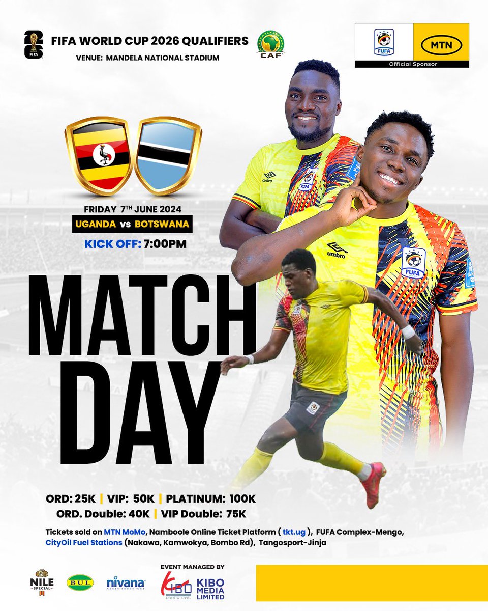 FirebbyUg's tweet photo. @OfficialFUFA @UgandaCranes 🇺🇬 vs Botswana 🇧🇼 Lets go support our own #MandelaNationalStadium Tujja Tujja 💪🏾💃🏾 https://t.co/OnhNdi8E5x