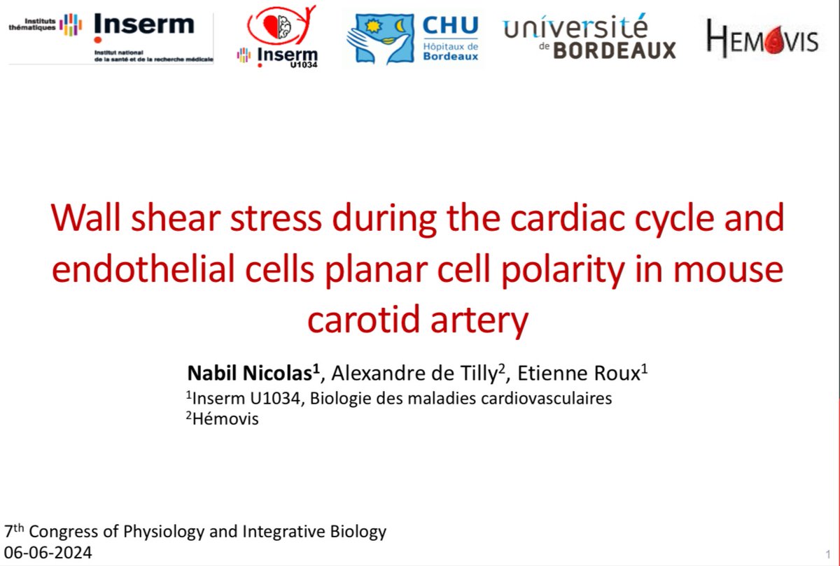 Nicolas Nabil (@nicolasnabil1) on Twitter photo Many thanks to the <a href="/SocPhysBioInt/">Société de Physiologie et de Biologie Intégrative</a> for this wonderful congress!
Many thanks for allowing me to present our latest work, in collaboration with HEMOVIS laboratory, and for the prize for best oral communication!
<a href="/insermU1034/">Inserm U1034 - Biology of Cardiovascular Diseases</a> <a href="/DepartementSBM/">Département Sciences Biologiques et Médicales</a> <a href="/univbordeaux/">Université de Bordeaux</a> Many thanks to the <a href="/SocPhysBioInt/">Société de Physiologie et de Biologie Intégrative</a> for this wonderful congress!
Many thanks for allowing me to present our latest work, in collaboration with HEMOVIS laboratory, and for the prize for best oral communication!
<a href="/insermU1034/">Inserm U1034 - Biology of Cardiovascular Diseases</a> <a href="/DepartementSBM/">Département Sciences Biologiques et Médicales</a> <a href="/univbordeaux/">Université de Bordeaux</a>