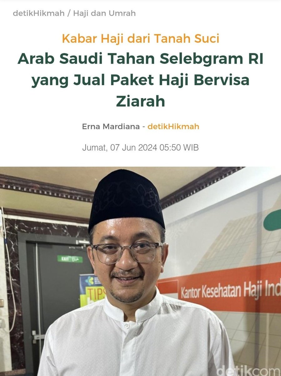 narkosun__'s tweet photo. Bikin malu Indonesia. Pemerintah Arab Saudi tangkap Selebgram RI yang jual paket haji bervisa Ziarah.

Harus ditindak tegas biar model jualan seperti ini ga marak lagi. 

#HajiIndonesia https://t.co/6yPCxF0v7U