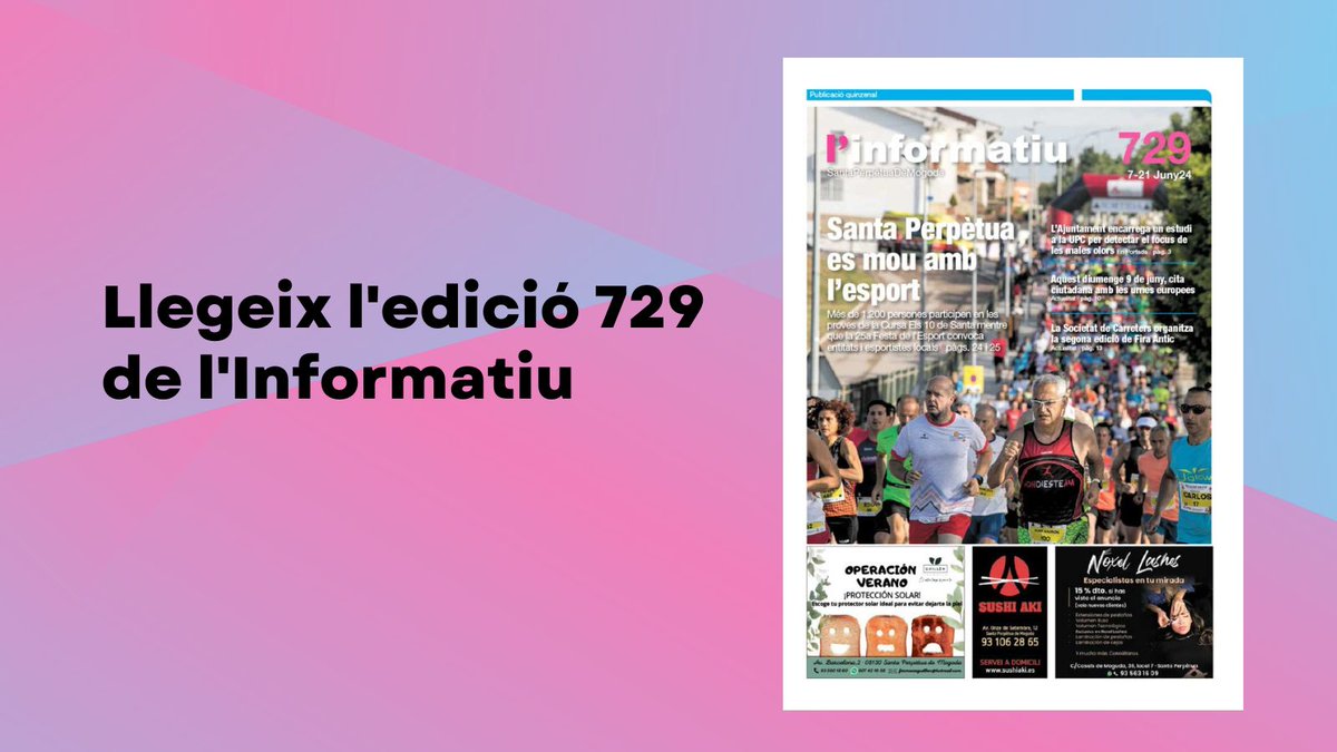 Ja s'està repartint l'edició 729 de l'Informatiu. Aquí teniu la portada. Mentre no us arriba, podeu llegir l'edició a: 
staperpetua.org/linformatiu/in…