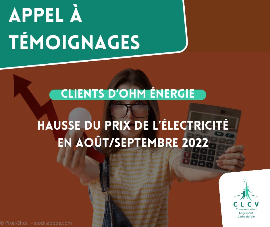 clcvorg's tweet photo. En parallèle à notre plainte pour tromperie vs Ohm Énergie auprès du Procureur de la République nous appelons 𝐥𝐞𝐬 𝐩𝐚𝐫𝐭𝐢𝐜𝐮𝐥𝐢𝐞𝐫𝐬 ayant subi une hausse de leur tarif #electricité en août/sept 2022 en tant que clients Ohm Énergie à nous écrire à 𝐨𝐡𝐦@𝐜𝐥𝐜𝐯.𝐨𝐫𝐠 https://t.co/9xhj2n5w0c