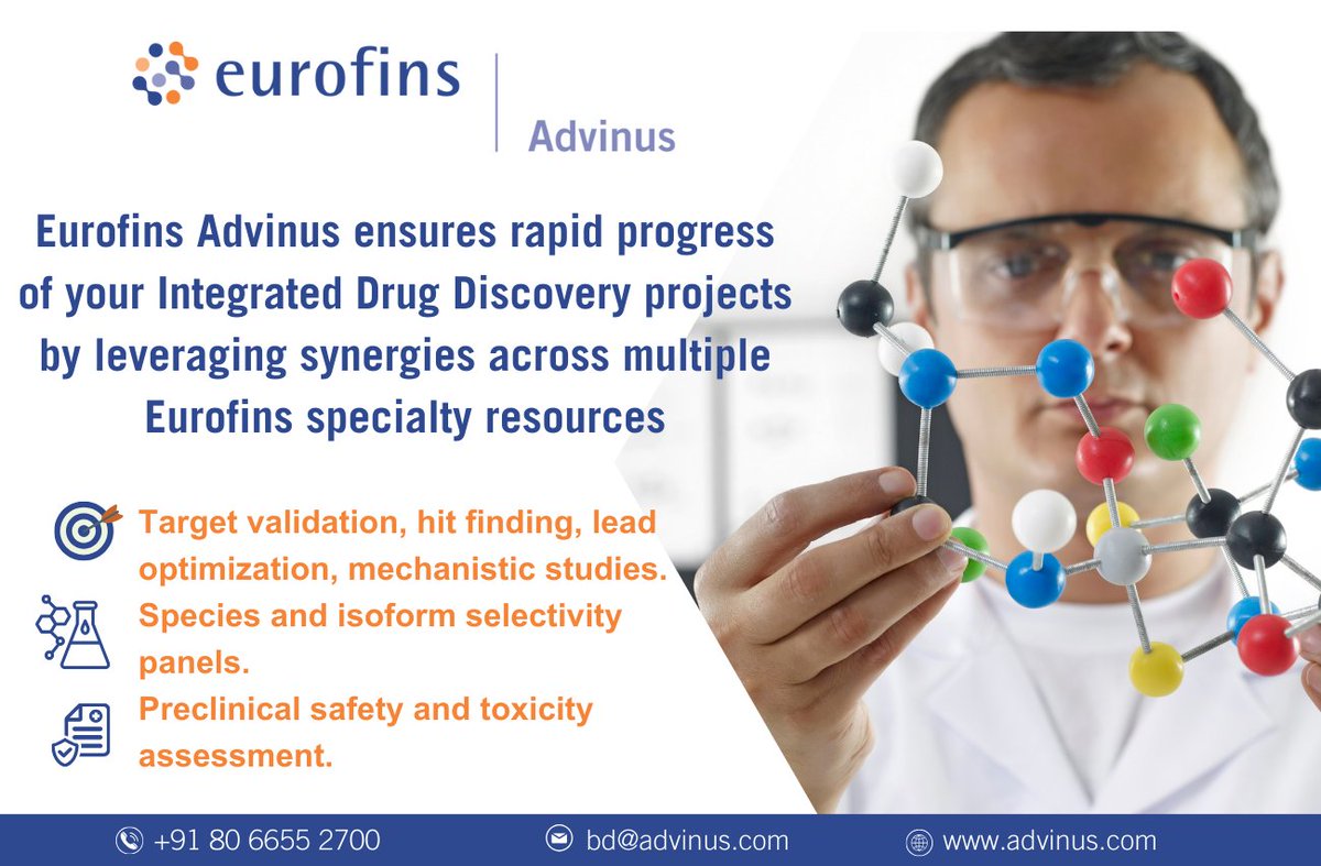 advinus's tweet photo. Unlocking the power of integration - Eurofins Advinus accelerates #drugdiscovery with seamless collaboration across our multiple specialty resources. 
Explore our integrated services today! Connect with us - bd@advinus.com
#DrugDevelopment #IntegratedServices #preclinicalresearch https://t.co/HDxVQ9PllN