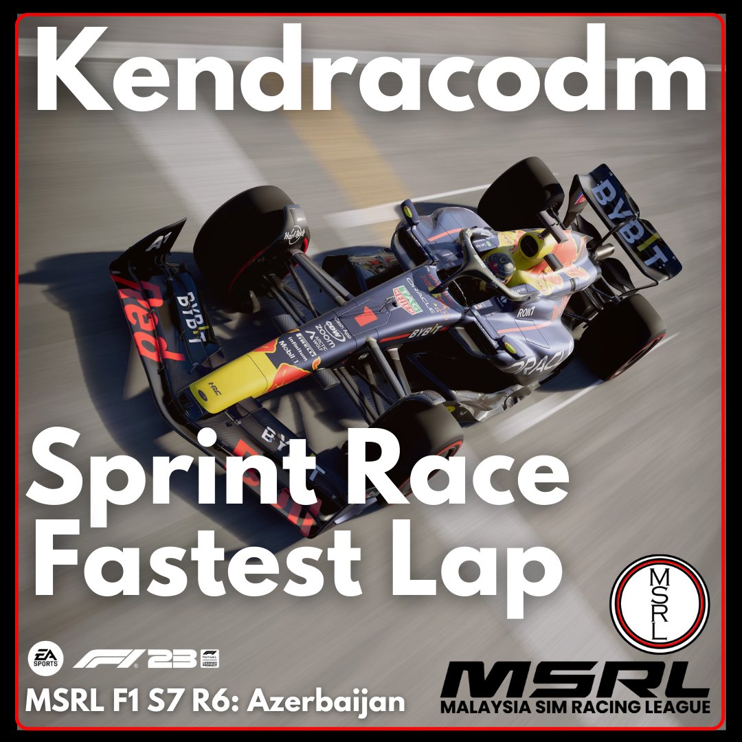 MalaysiaSimRL's tweet photo. Round 6 of Season 7 took us to the Baku City Circuit, for the Azerbaijan Grand Prix, featuring a Reverse Grid Sprint.

Here are your Sprint race winners.

#f123 #malaysiasimracingleague #malaysiasimracing #simracing #azerbaijangp #leagueracing https://t.co/bBontOT5Ba