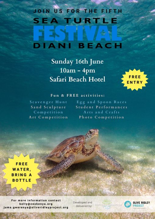 LibossoVincent's tweet photo. Diani Sea Turtle Festival returns for the fifth year!
#GenerationRestoration #diani #dianibeach #kenya #DianiSeaTurtleFestival #June16 #SaveOurTurtles
#ORPKenya #Seaturtles #Awareness #DTW #ORPKenya #CES #FunEvent #Awareness #OliveRidleyProject #PartnersInConservation https://t.co/CJ7aKHMzab