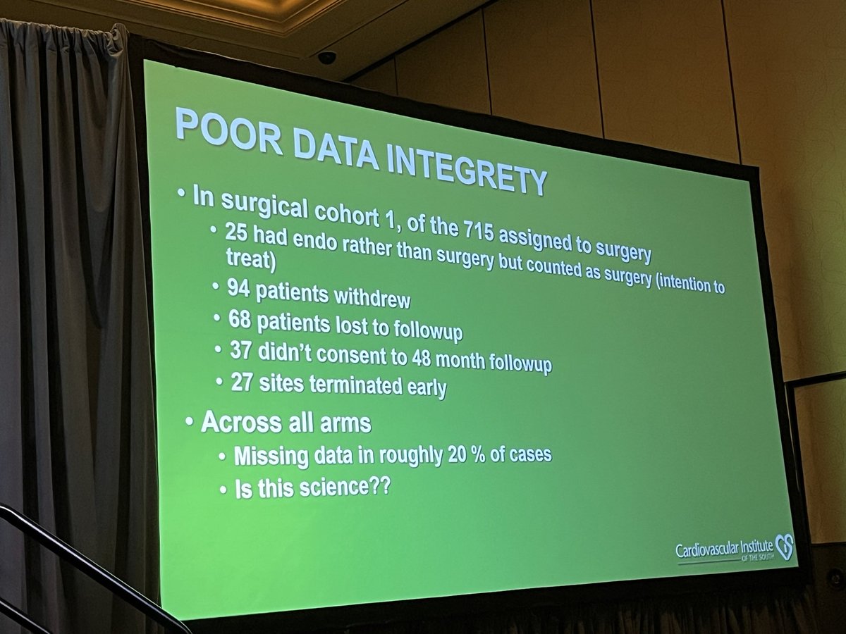 mirvatalasnag's tweet photo. #BestCLI @nejm
https://t.co/OxgL8swDCN
Commentary:
@CraigMWalkerMD
💉Primary outcome driven by endo failure
💉Technical failure: 1.7% vs 15.3% failure surgery vs endo (not aligned w previously published data)
💉MALE & all cause death 60% not aligned w contemporary data
Only 7% had atherectomy & ? Alternate access
💉Exclusion after randomization ?