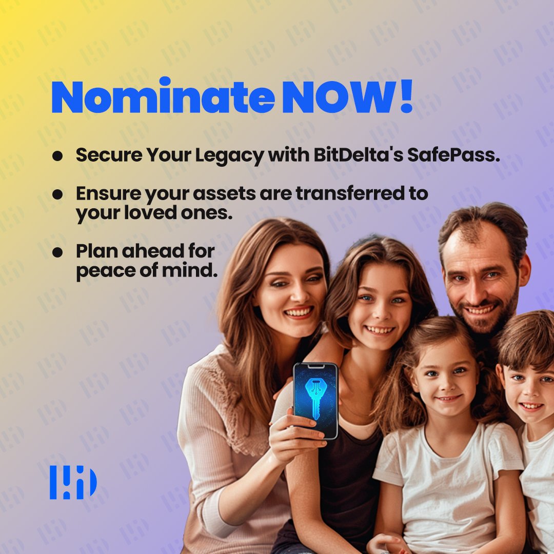 bitdelta's tweet photo. Secure your legacy with #SafePass. 🌟 Easily transfer your assets and protect your future. 

Learn more here: https://t.co/smV64pZTvJ

#BitDelta #crypto #cryptocurrency #finance  #cryptomarket #cryptotrading #investing #cryptoinvesting #BlockchainInnovation #Web3 https://t.co/oca0miHylV