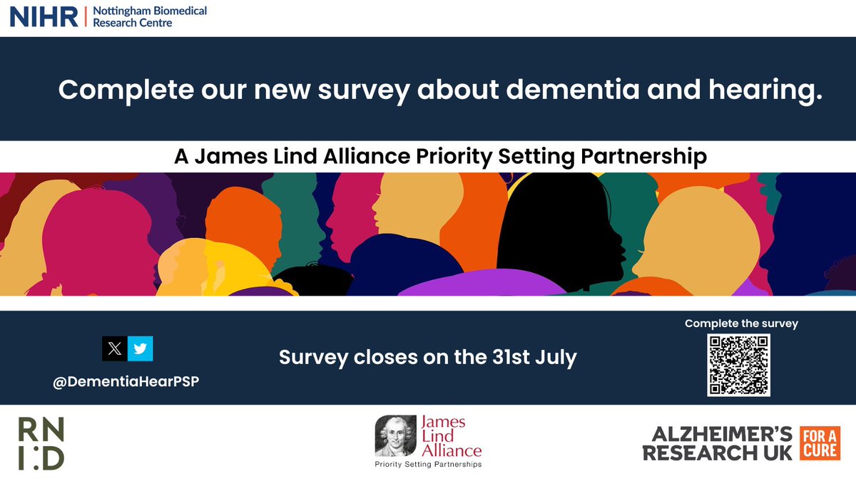 Coexisting Dementia and Hearing Conditions PSP (@dementiahearpsp) on Twitter photo 🚨The 2nd Survey from our <a href="/LindAlliance/">James Lind Alliance</a> #PSP launched today!!
We've compiled all the questions about #dementia and #hearing conditions from Survey 1, and we now need your help to pick which questions are the most important to you 🫵
Survey🔗👇
jla.nihr.ac.uk/priority-setti… 🚨The 2nd Survey from our <a href="/LindAlliance/">James Lind Alliance</a> #PSP launched today!!
We've compiled all the questions about #dementia and #hearing conditions from Survey 1, and we now need your help to pick which questions are the most important to you 🫵
Survey🔗👇
jla.nihr.ac.uk/priority-setti…