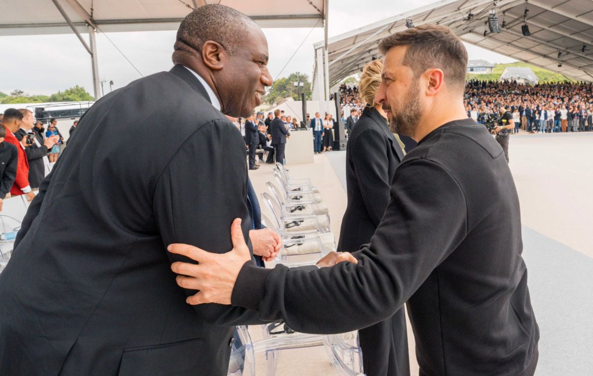 Yesterday in Normandy <a href="/Keir_Starmer/">Keir Starmer</a> and I honoured those who made the ultimate sacrifice for our freedom on D-Day.

In Ukraine, this struggle goes on. 

We told <a href="/ZelenskyyUa/">Volodymyr Zelenskyy / Володимир Зеленський</a> that <a href="/UKLabour/">The Labour Party</a>’s commitment is ironclad. We will stand with Ukraine until it wins.
