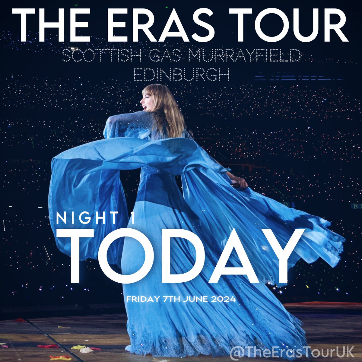 TheErasTourUK's tweet image. 🏴󠁧󠁢󠁳󠁣󠁴󠁿 The first show of the Eras Tour UK and Ireland leg kicks off TONIGHT in Edinburgh! Who’s excited to see @taylorswift13 take the stage at Scottish Gas Murrayfield Stadium? 

#EdinburghTStheErasTour