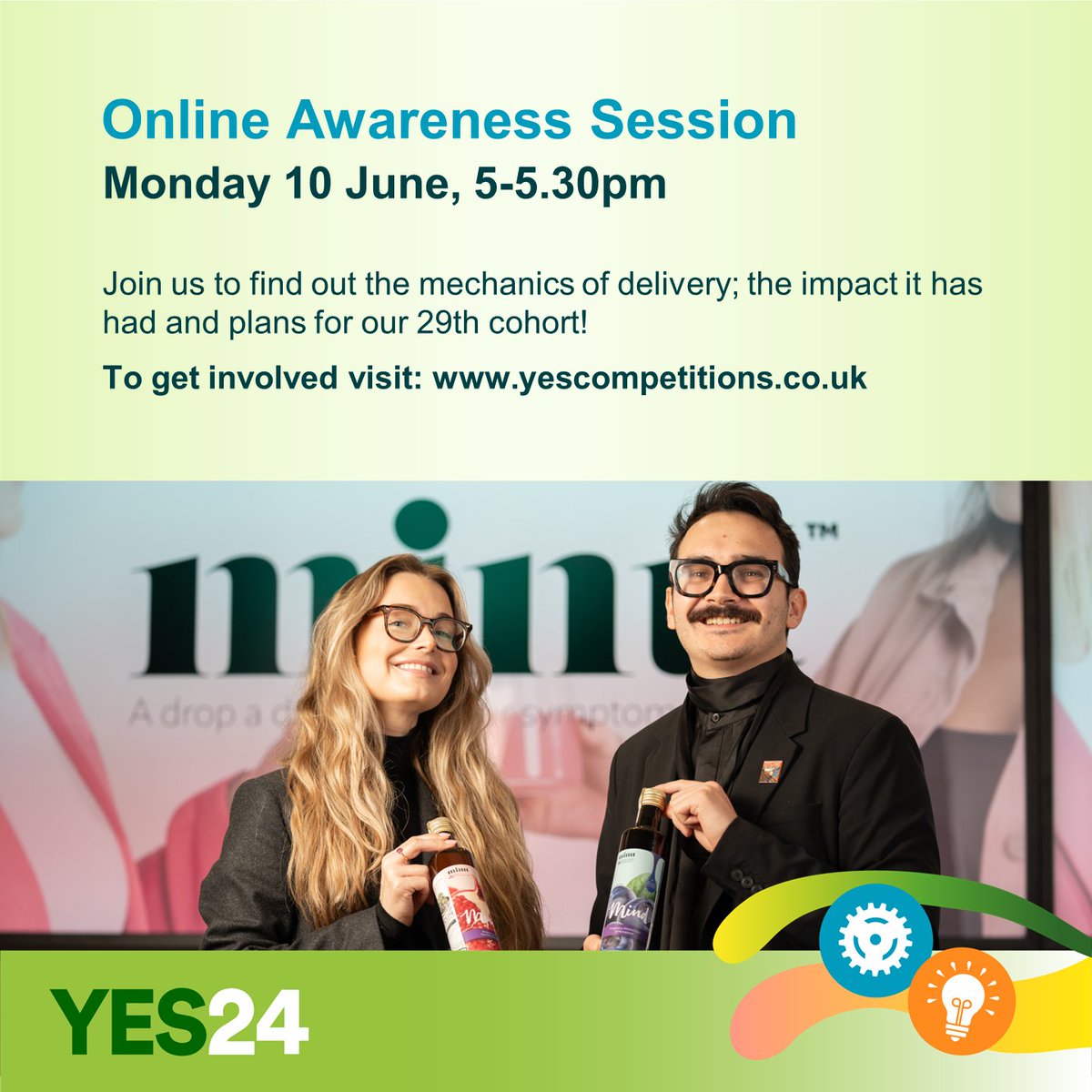 💭 Thinking of taking part in #YES24?

📚 Learn what is involved by joining one of our online 30-minute awareness sessions scheduled throughout June and July. Next one Monday at 5pm!  💚 #UnleashYourIngenuity 

👉 ow.ly/l3pg50Sb935

#Masters #PhDs #postdocs #technicians