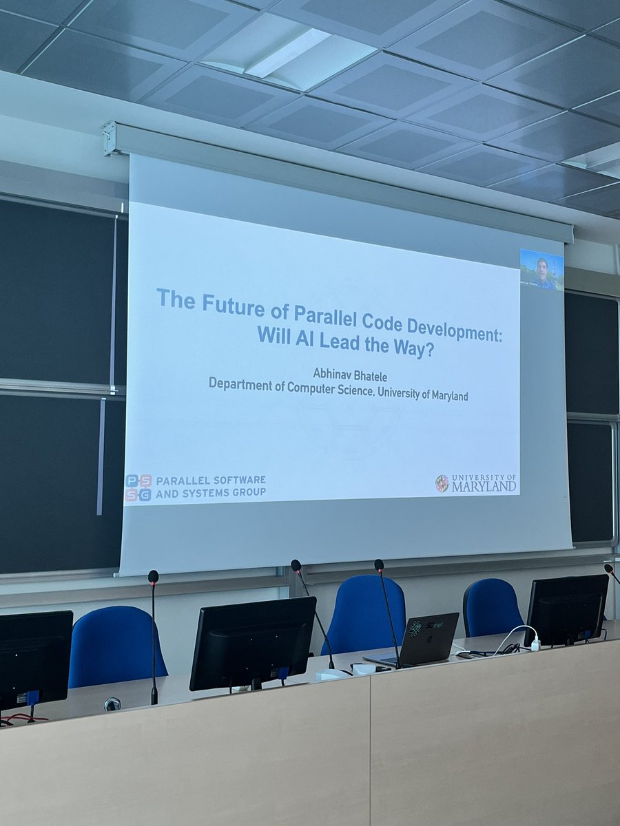 ACM_HPDC's tweet photo. Third keynote is Abhinav Bhatele discussing the future of parallel code development: will Al lead the way? #HPDC24 #keynotetalk https://t.co/kT71yNvMGJ