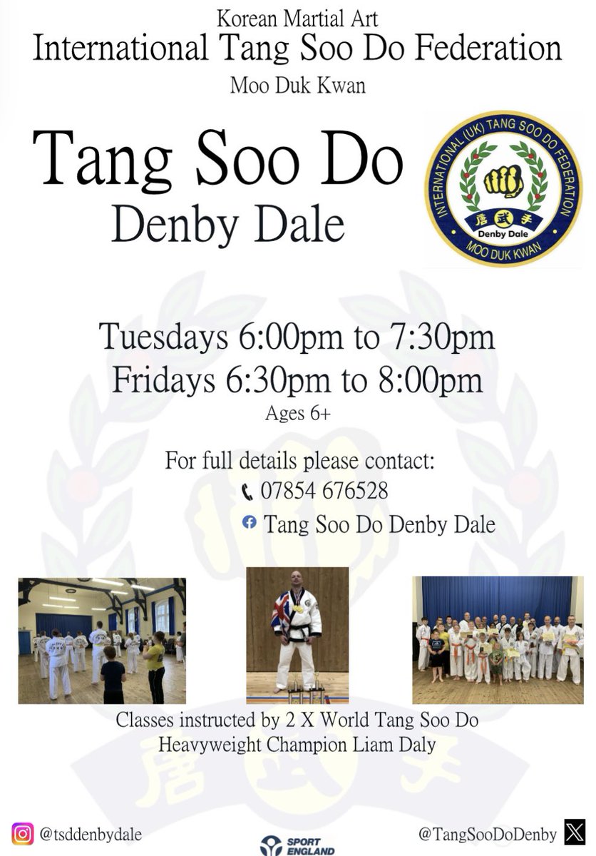 TangSooDoDenby's tweet photo. Tang Soo Do (Korean Martial Art) classes in Denby Dale and surrounding areas. 
For details please get in touch. https://t.co/6GqWEy9zYG