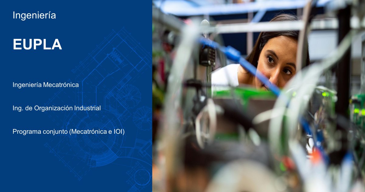 ¿Tienes el #GEN_Ingeniería?

Si te interesa la electrónica y la tecnología y no sabes qué estudiar puede que te interesen nuestros grados en Ingeniería Mecatrónica, de Organización Industrial o el programa conjunto
Información: eupla.unizar.es

#eupla #universidad #grados