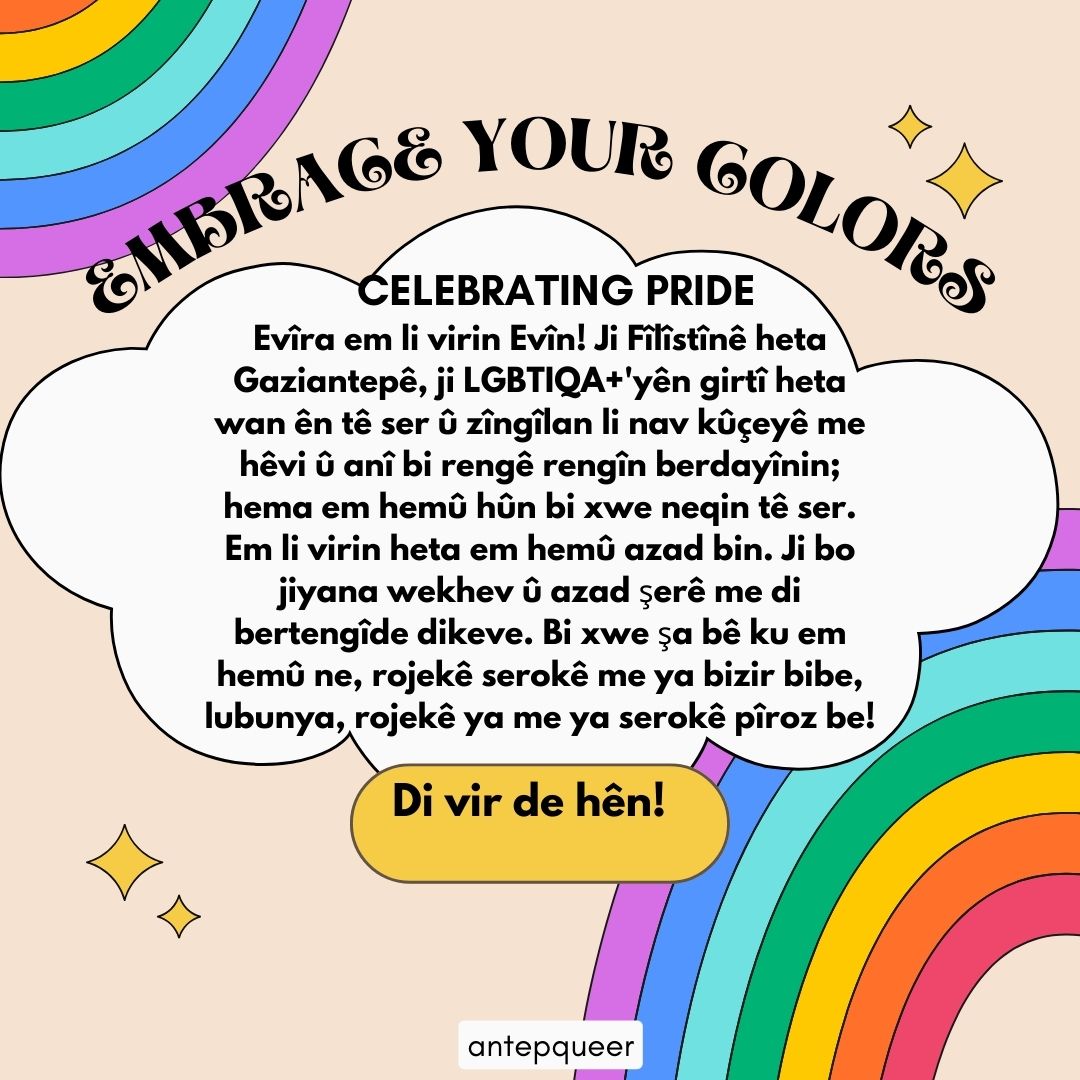 AntepQueer's tweet photo. BURADAYIZ AŞKIM! Onur ayımız kutlu olsun! 🏳‍🌈🏳️‍⚧️ https://t.co/v8DZ3XGwqE